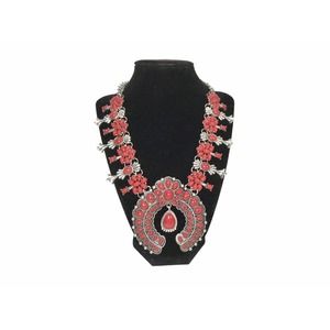 Faux Stone Squash Blossom Statement Necklace Pendant Choker Bohemian / Southwest